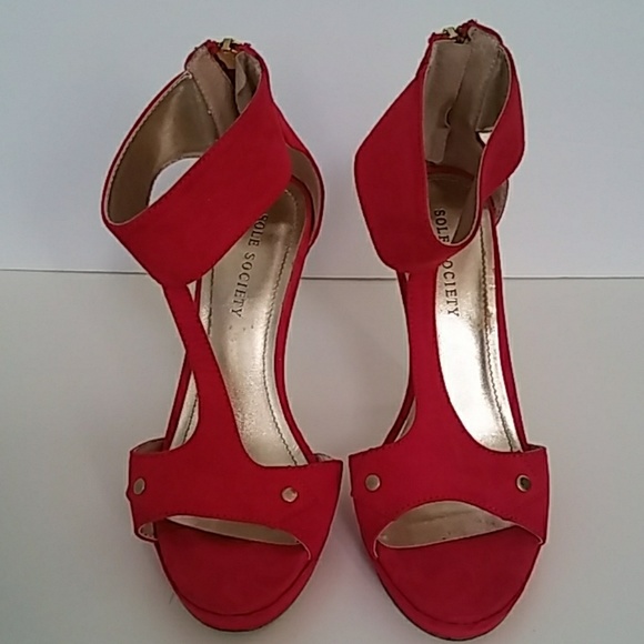 Sole Society Red Gold Valerie High Heel Pumps Sz 6 - Picture 3 of 8